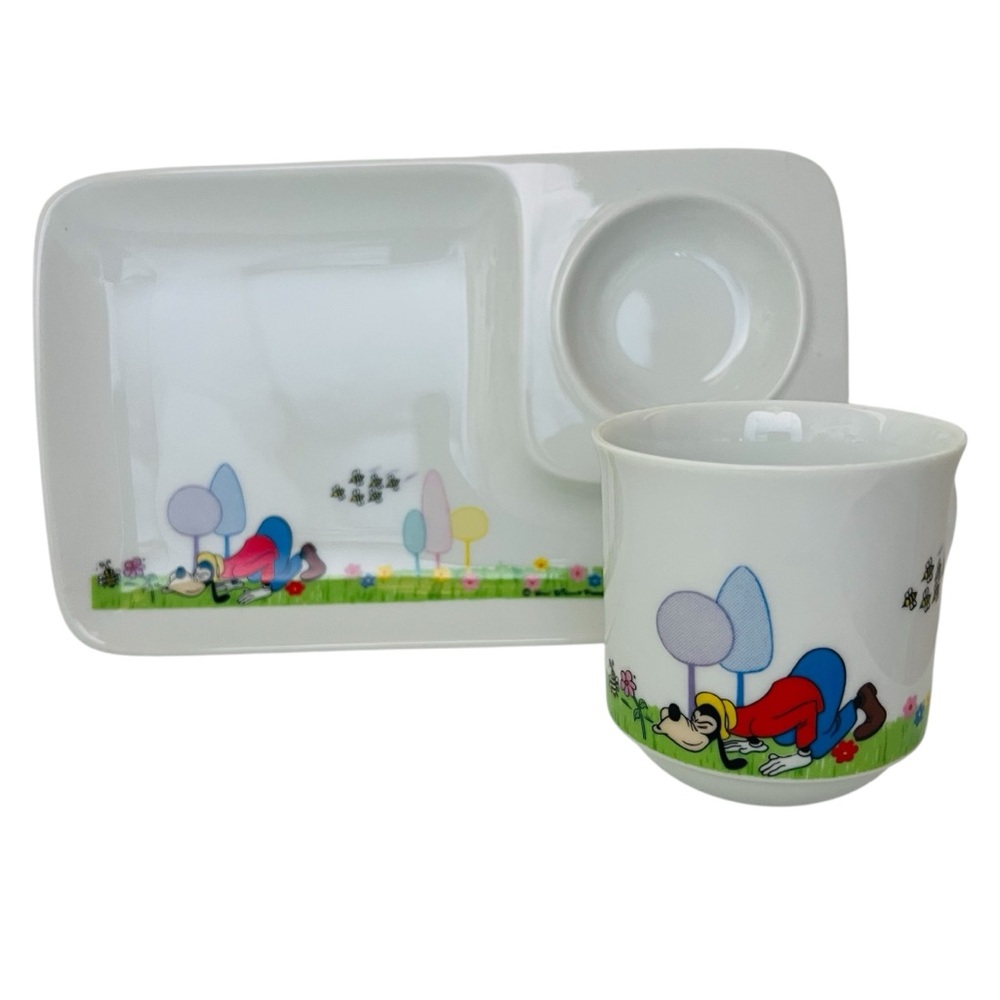 Vintage Walt Disney Productions JAPAN Porcelain Snack Plate & Cup Set
